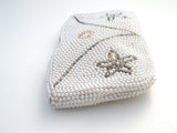 Vintage Hand Beaded Pearl Flower Clutch Purse - The Jewelry Lady's Store