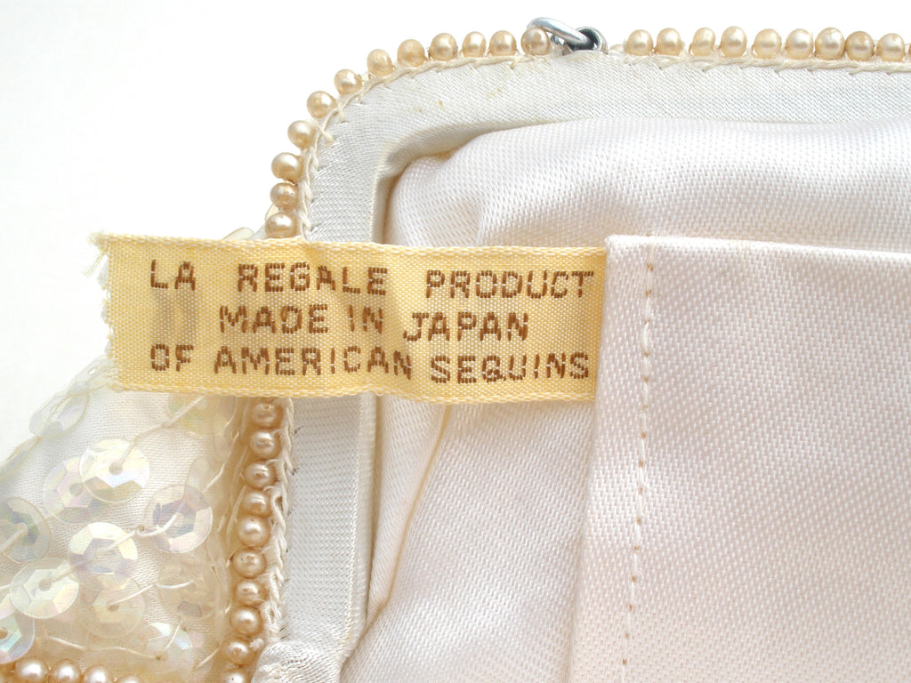 Vintage La Regale White Sequence Pearl Beaded Purse Retro 