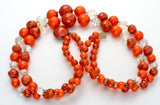 Vintage Orange Bead Necklace Double Strand - The Jewelry Lady's Store