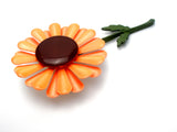 Vintage Orange Enamel Flower Brooch Pin - The Jewelry Lady's Store