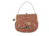 Vintage Pink Floral Petit Point Needlepoint Purse Bag - The Jewelry Lady's Store