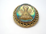 Vintage Reverse Intaglio Glass Angel Brooch - The Jewelry Lady's Store