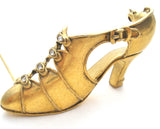Vintage Shoe Brooch MMA Matte Gold Tone Pin - The Jewelry Lady's Store