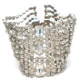 Vintage Wide Clear Rhinestone Bracelet - The Jewelry Lady's Store