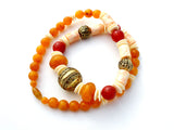 Vintage Bead Necklace Faux Amber & Bone - The Jewelry Lady's Store