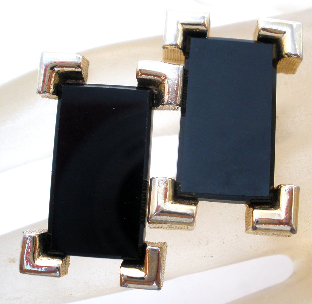Vintage Black Onyx Cufflinks by Sarah Coventry - The Jewelry Lady's Store
