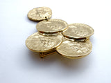 Vintage Gold Coin Brooch Pin by M Jent - The Jewelry Lady's Store