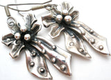 Vintage Holly & Bow Earrings Mexican Sterling Silver - The Jewelry Lady's Store