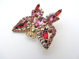 Vintage Pink Rhinestone Butterfly Brooch Pin - The Jewelry Lady's Store