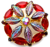 Vintage Red & Purple Rhinestone Brooch Pin - The Jewelry Lady's Store