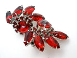 Vintage Red Rhinestone Earrings Clip On - The Jewelry Lady's Store