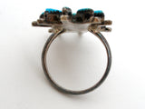 Vintage Sterling Silver Ring with Petit Point Turquoise - The Jewelry Lady's Store