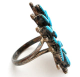 Vintage Sterling Silver Ring with Petit Point Turquoise - The Jewelry Lady's Store