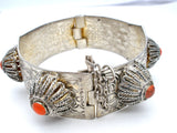 Vintage Tibetan Bangle Bracelet with Red Stone - The Jewelry Lady's Store
