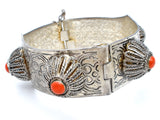Vintage Tibetan Bangle Bracelet with Red Stone - The Jewelry Lady's Store