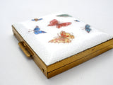Vintage White Lucite Compact with Enamel Butterflies - The Jewelry Lady's Store