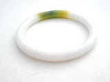 White & Green Jade Bangle Bracelet 9mm - The Jewelry Lady's Store