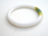 White & Green Jade Bangle Bracelet 9mm - The Jewelry Lady's Store