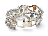 Wide Bracelet with Clear Rhinestones Vintage - The Jewelry Lady's Store
