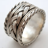 Wide Braided Band Ring Sterling Silver Vintage - The Jewelry Lady's Store