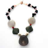 Sliced Agate Rose Quartz Statement Necklace Gemstones - The Jewelry Lady's Store