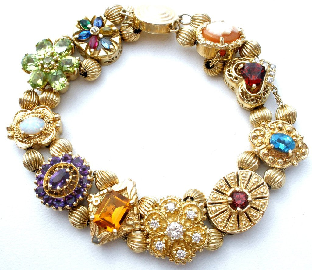 10k 14k gold slide bracelet gemstones amethyst garnet blue topaz the jewelry lady's store